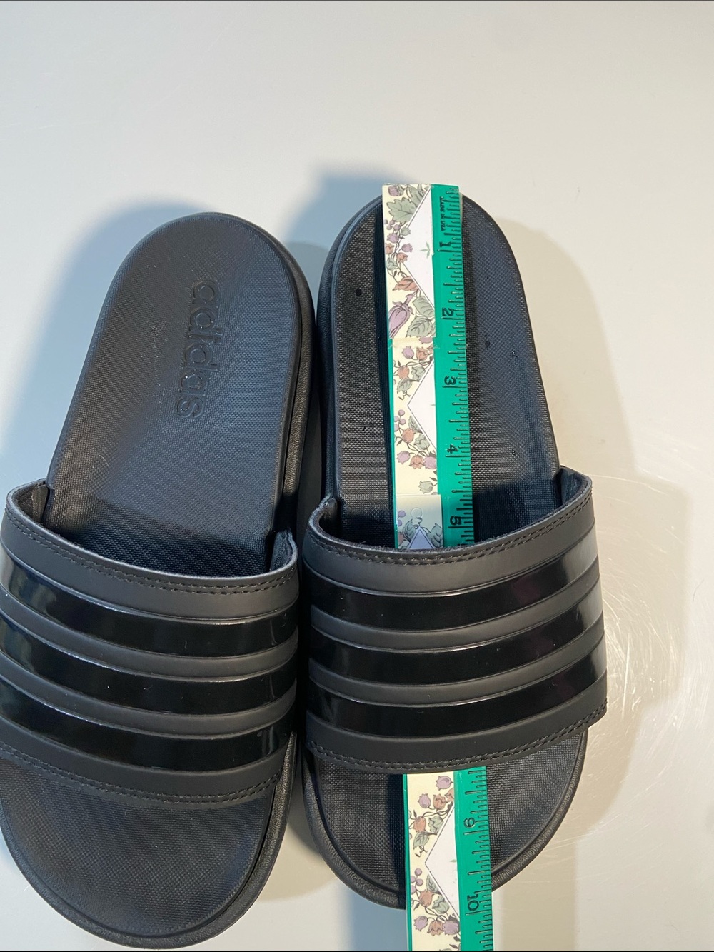 Adidas Adilette Platform Slides in Core Black. - Picture 6 of 8